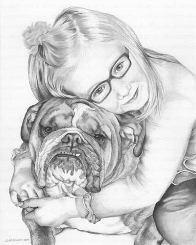 Pet Portrait of Addison with her best bud, Wilma the Bulldog